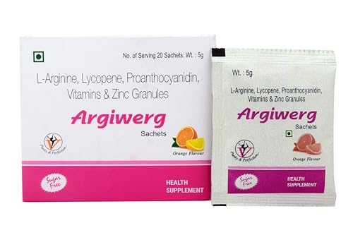 Image of Argiwerg L-Arginine, Lycopene, Proanthocyanidin, Vitamins & Zinc Granules Sachets | Nutritional Supplement for Energy, Stamina & Wellness Support | Orange Flavour | 20 Sachets