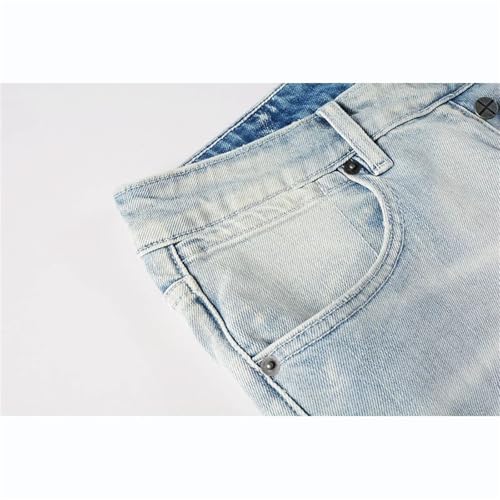 Men's High Street Distressed Stretch Skinny Denim Pants Vintage Low Rise Button Fly Ripped Jeans Pants4