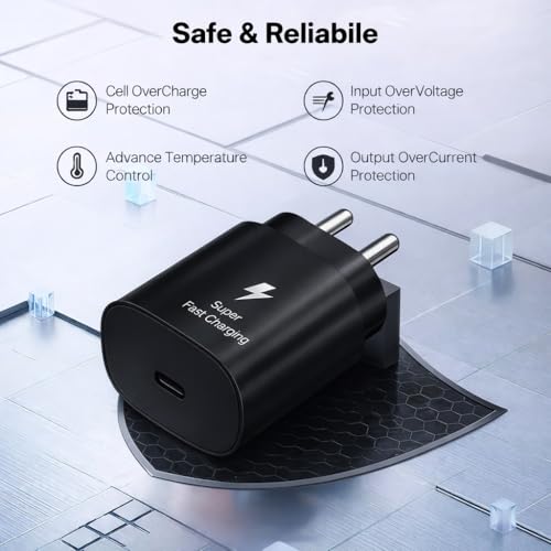 Image of 25W PD 3.0 Type C Superfast Charger Adapter for Samsung Galaxy M17|M07|M36|M06|A55|A35|F06|S25 fe|S22|S24|F36|F16|M35|S23|A06|iPhone|Tab S11| 25W by HESPA (SVXQ 6)