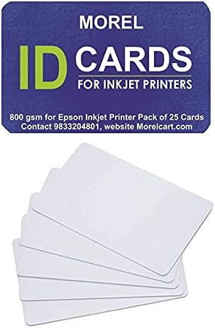 Morel Plain White PVC ID Cards for Inkjet Printers Epson L800, L805, L810, L850, R280, R290, T50, T60, P50, P60 Printer- (Aadhar Card, College ID, Gate Pass, etc) Pack of 25