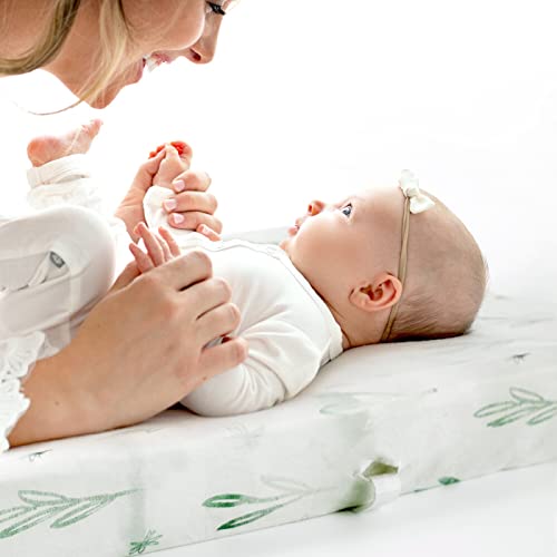 Image of GRSSDER Stretch Ultra Soft Jersey Knit Changing Pad Cover Set 2 Pack, Change Table Pad Covers Fit 32 inch /34 inch x 16 inch Pads Safe and Snug, Stylish Watercolor Animals for Baby, Mint Green