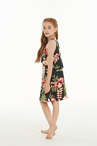Image of Family Matching Hawaiian Clothes, Black Rafelsia | Lightweight 100% rayon • Family matching outfits • Beach vacations • Luaus • Cruises • Family photos