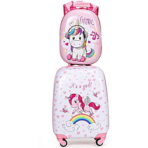 COSTWAY 2tlg Kinderkoffer + Rucksack Cover