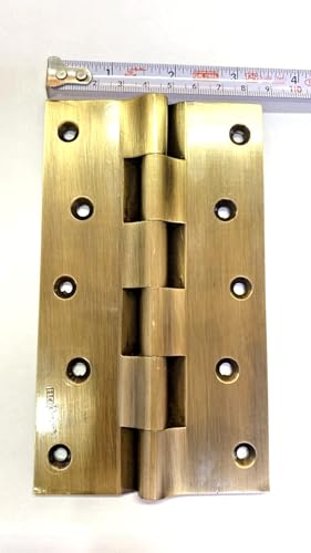 Image of BRASK Brass Railway Hinges 6 inch x 1.1 /2 inch x 3 /16 (150 mm x 38 mm x 5 mm) Heavy Duty Brass Door Hinges (Antique, 3)