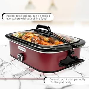 MAGNIFIQUE 4-Quart Slow Cooker with Casserole Manual Warm Setting - Perfect Kitchen Small Appliance for Family Dinners, Dishwasher Safe Crock, Red (Red) MAGNIFIQUE 4 Quart Slow Cooker with Casserole Manual Warm Setting Perfect Kitchen Small Appliance for Family Dinners Dishwasher Safe Crock Red Red