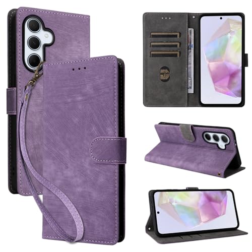 Custodia Protettiva 360°per Samsung Galaxy Cover Flip con Supporto Integrato Cinturino e Design Portafoglio case per pelle sintetica viola