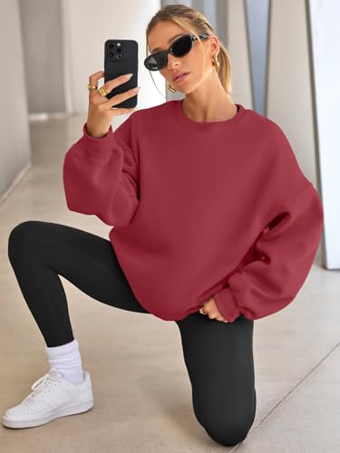 Image of EFAN Womens Oversized Sweatshirt Crewneck Sweater Casual Fall Outfits 2026 | Fleece Lined Stretchy Hoodies Basic Comfort Clothes Loose Maternity Workout Gym Lounge Wear Winter Airport Fashion