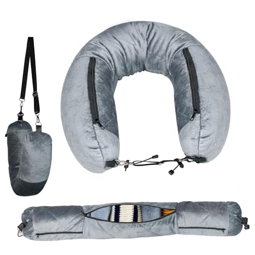 Almohada de viaje de terciopelo con bolsillos grande miniatura 1