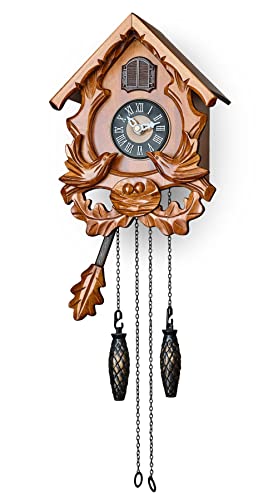 Timegear Cuckoo Clock With Night Mode, Singing Bird And Carved Wood Decorations (Cherry) #TOP11