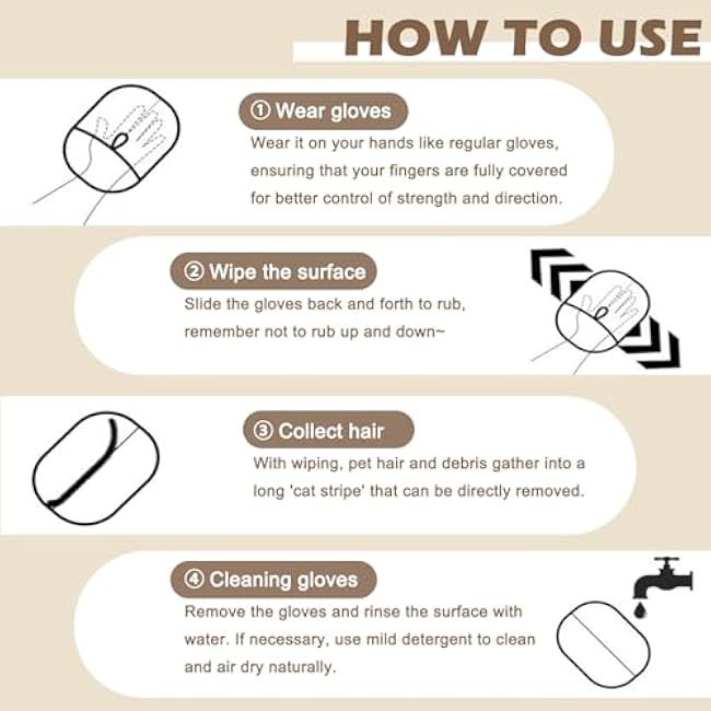 UDEE Pet Hair Removal Glove, Electrostatic Double-Sided Grooming Gloves for Dogs & Cats, Reusable Pet Deshedding Gloves for Carpet, Couch,Clothing and Other Surfaces-5IckREz9