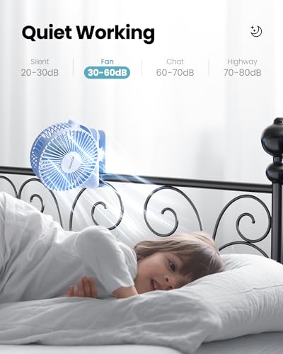 Image of Gaiatop Portable Clip on Fan Battery Operated, Small Powerful USB Table Fan, 3 Speed Quiet Rechargeable Mini Desk Fan, 360 Rotate Personal Cooling Fan for Home Office Stroller Camping