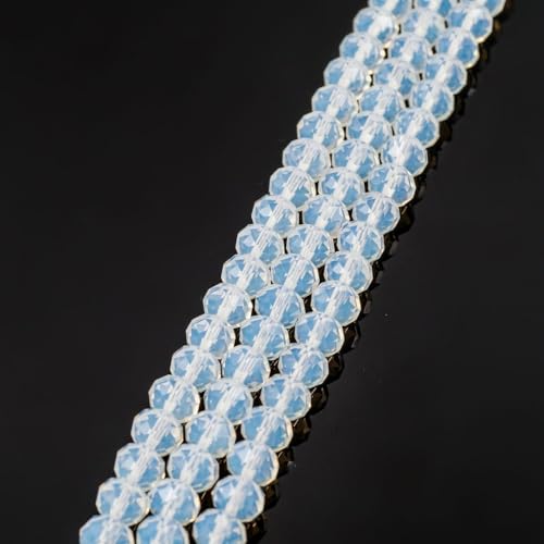 Image of 200pcs Czech Faceted Rondelle Crystal Glass Beads 6mm Bulk White Opal