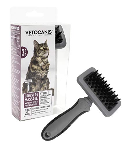 Vetocanis Bio000601 Spazzola in Silicone per Gatti per Eliminare Pelo Superfluo e Massaggiare con Manico Ergonomico