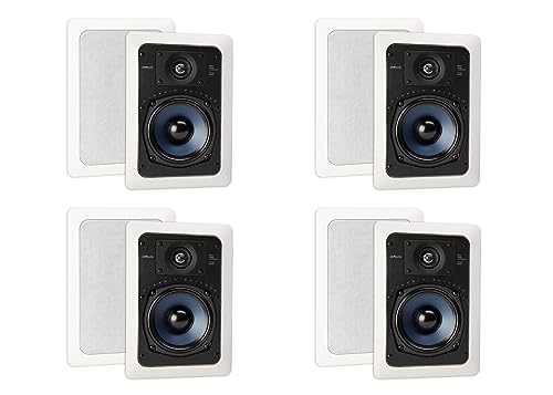 Polk Audio RC55i 2-Way Premium In-Wall Speakers (8 Speakers - 4 Pairs) | Perfect for Damp and Humid Indoor/Outdoor Placement | White, Paintable-Grille