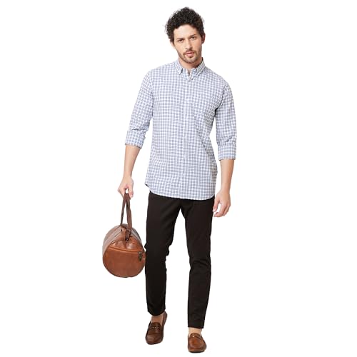 Image of KENNETH COLE New York Mens Slim Fit Cotton Spread Collar Long Sleeve Patch Pocket at Chest Casual Shirt