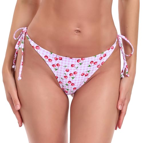RELLECIGA bañador Braguita Bikini para Mujer Tangas Thong Bottom Cherry M/L