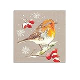 Winter-Rotkehlchen-Poster, Leinen, Weihnachtskunst, 