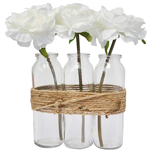 Hogar y Mas Maceteros Decorativos Interior Altos, Flores Artificiales Blanca en Florero, Decoración Moderna/Vintage, 23X16cm