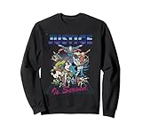 DC Liga de la Justicia Retro 80s Served Sudadera, Unisex para adultos, Negro, M