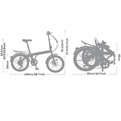 Zunruishop Klappräder Klapprad Ultra Light Tragbarer einstellbare Geschwindigkeit Kleines Rad Fahrrad -20 Zoll-Räder Klapprad Faltrad Fahrrad (Color : White) – Bild 3