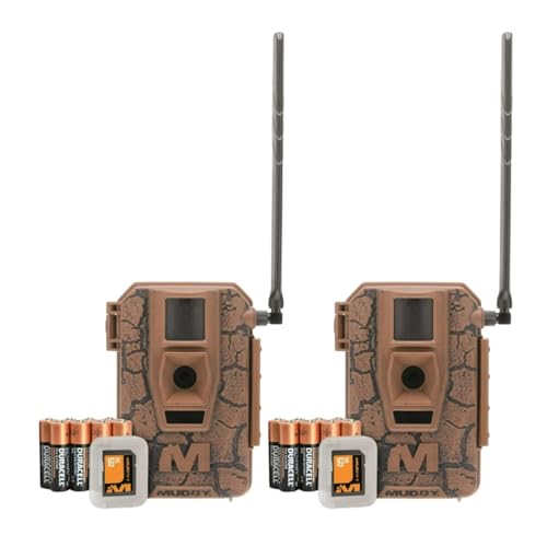 Muddy Mitigator 2.0 24MP Dual Carrier Cellular Wireless Trail Camera with 80-Feet Detection and Flash Range (Brown 2-Pack)