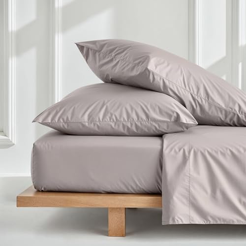 Image of Italic Luxe 100% Australian Cotton Bedding Bundle - 400 Thread Count - Pebble Grey, Full Size - Includes Fitted Sheet, Flat Sheet & Pillowcases - Ultra-Soft & Breathable Bedding