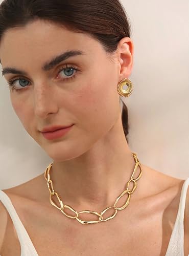 Chunky Gold Chain Necklace Cuban Chain Link Thick Paperclip Chain Heart Chain Choker Necklace for Gift Fashion Jewelry4