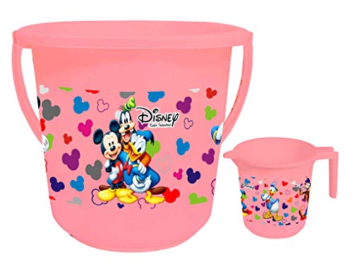 Urbane Home Disney Team Mickey Print 2 Pieces Unbreakable Virgin Plastic Bathroom Bucket with Mug Set- Pink, (1 Pc 16 LTR Bucket & 1 Pc 500 ML Mug) (B0C7LBCQ8D) Amazon Price History, Amazon Price Tracker