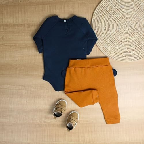 Conjunto Body E Mijão Gatinho Bebê Algodão Manga Longa Menino (Azul Marinho, RN)