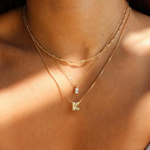 Image of Personalized Bubble Letter Initial Necklace, 14K Gold Plated, Dainty Pendant for Women, Trendy Gold Jewelry