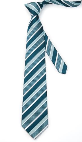 Image of Enlision Mens Ties Stripe Tie and Pocket Square Set Classic Formal Woven Neckties Handkerchief Cufflinks Wedding