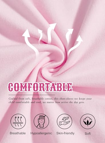 Girls Western Cow T-Shirts - Cute Cowgirl Outfits for Kids Short Sleeve Shirts Funny Tops Rodeo Graphic Summer Tee3