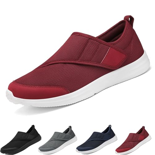 Orthofash Orthopedic Walking Shoes for Women & Men, Wide Fit Lightweight Sneakers for Seniors, Breathable & Comfortable (Red, Adult, Men, 12, Numeric, US Footwear Size System, Wide)