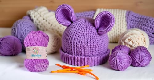 Image of M.G ENTERPRISE Knitting Yarn Thick Chunky Wool, Blankie Purple Plain 100 GMS Best Used with Knitting Needles-CN Art-BABJ