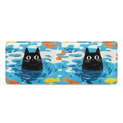 Image of Coldinair Cartoon Black Cat Fish Kids Wallet,Little Boys Wallet for Kids,Leather Bifold Wallet Credit Card Cash Id Holder Slim Rfid Blocking Coin Purse