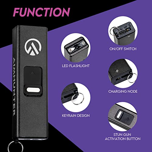 AIMHUNTER 10 Mini Volt Micro Stun Gun Keychain Mini Stun Gun for Self