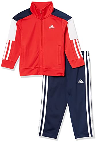 adidas boys Zip Front Tricot Jacket and Track Pants Shorts Set, Vivid Red, 4-8 Years US
