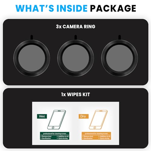 Image of ArmourPro Premium Camera Lens Protector Tempered Glass Compatible For iPhone 14 Pro Max and iPhone 14 Pro Tough HD Individual Aluminum Alloy Rings 9H Camera Cover , Scratch-Resistant,Camera Lens Protection| Black