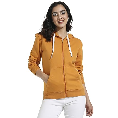 Image of PINACOLADA Women's Zip-Front Hoodie with Angled Open Pockets for Casual Wear | Hooded Neck | Long Sleeve | Zipper Closure | Cotton Sweatshirt Crafted with Comfort Fit for Everyday Wear