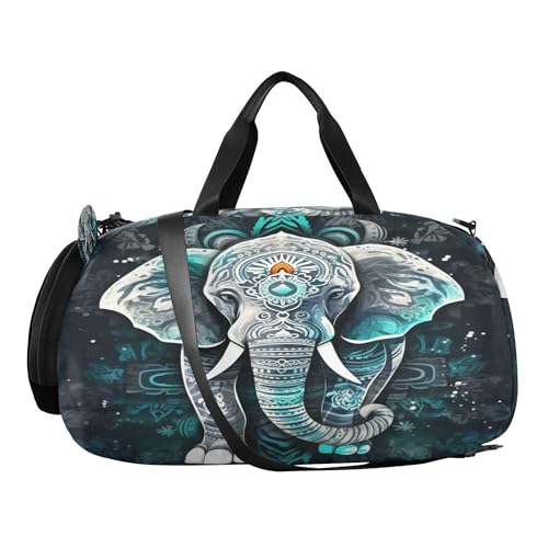 Elephant Youth Sports & Travel Duffle Bag with Shoe Compartment,Waterproof Gym Bag for Girls and Boys (Overnight Essentials Organizer)2