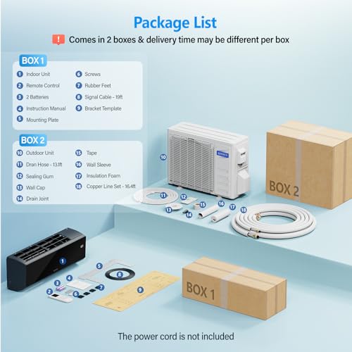 ROVSUN 9000 BTU 19 SEER 115V Energy Saving Ductless Mini Split Inverter Plus System with Heat Pump and Dehumidification, AHRI Certified