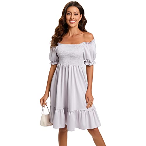 Robe froncée à volants BaronHong avec manches longues bouffantes pour femme moderne