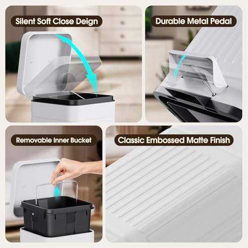 image for CEROELDA Small Trash Can with Lid-5L/1.3 Gal, Stainless Steel Outdoor 