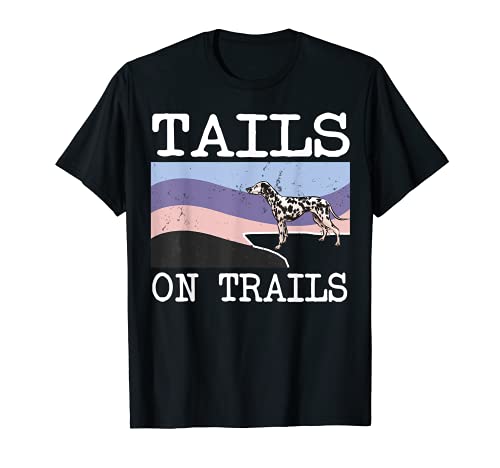 Dalmatian Tails On Trails Funny Dog Hiking T-Shirt, Black