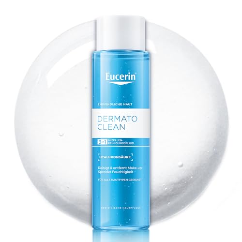Eucerin DermatoClean Mizellen-Reinigungsfluid 3 in 1 400 ml, Mizellenwasser mit Hyaluronsäure zur milden Gesichtsreinigung, feuchtigkeitsspendender Toner entfernt Gesichts- und Augen-Make-up