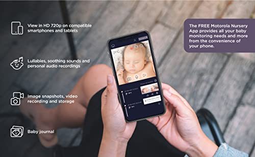 Motorola Nursery VM855 - Vigilabebés con conexión Wi-Fi con aplicación y unidad para padres de 5 pulgadas, visión nocturna, temperatura y conversación bidireccional, 480p, Sólo movimiento - imagen 12