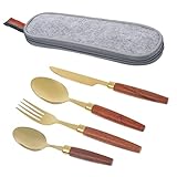 Ciieeo 1Satz Küchenutensilien Set aus Teiliges Besteckset für Camping Picknick Outdoor Aktivitäten Messer Löffel Tragbare Tasche Robust Leicht zu Reinigen