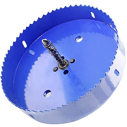 Image of Luomorgo 165mm /6 1 /2 inch Hole Saw with Arbor | 1 1 /4 inch Cutting Depth, HSS Bi-Metal, For Wood Cornhole Boards Plastic Drywall & Metal Sheet
