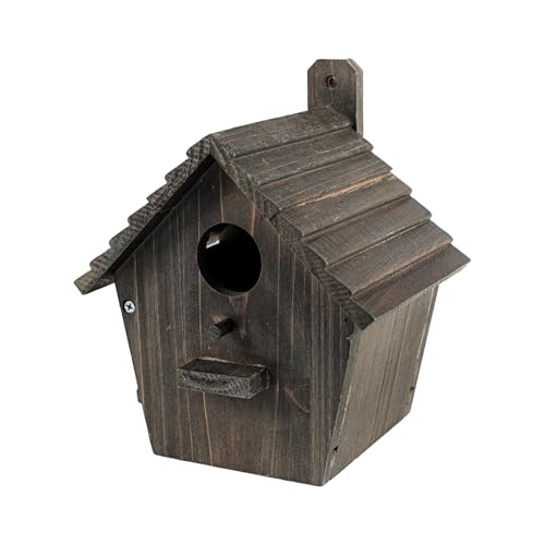 CLACKIBUKVYZ Outdoor Wooden Bird House - Weather-Resistant Hanging Garden Birdhouse Attracts Finches, Bluebirds, and Cardinals - Black Easy-Clean Birdhouse