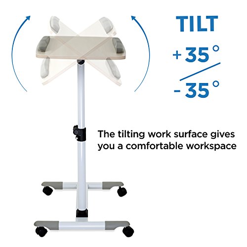 Mount-It! Rolling Laptop Cart | Heavy-Duty Mobile Laptop Desk With Wheels | Height Adjustable Tilting Bedside Sofa Couch Recliner Tray With Wheels (Mi-7946) #TOP4